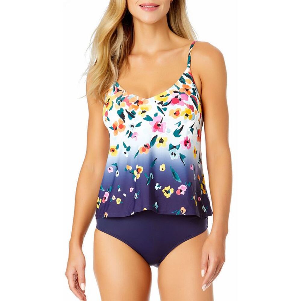 Anne Cole Womens Easy Triangle Tankini Top Large Gradient Floral - NWT $88
